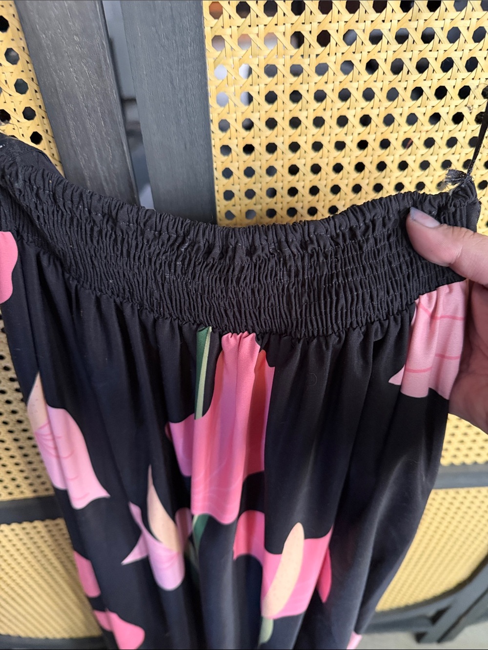 Fighting Eel Cupid Anthurium Black Maxi Dress with Pink Floral Print - Picture 3 of 14